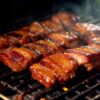 Pork Belly Squares on a BBQ