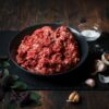 Steak mince in bowl.